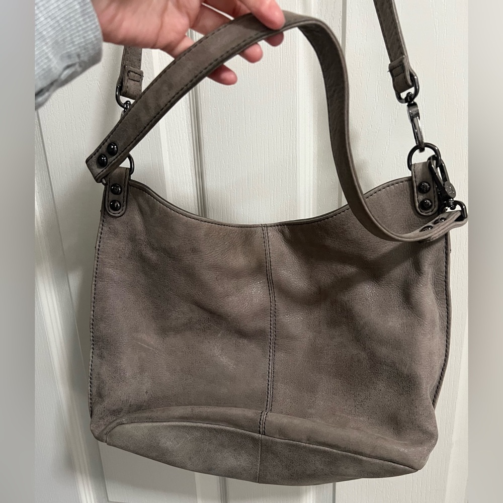 HOBO Pier Leather Gray Titanium Shoulder Bag - Picture 4 of 13